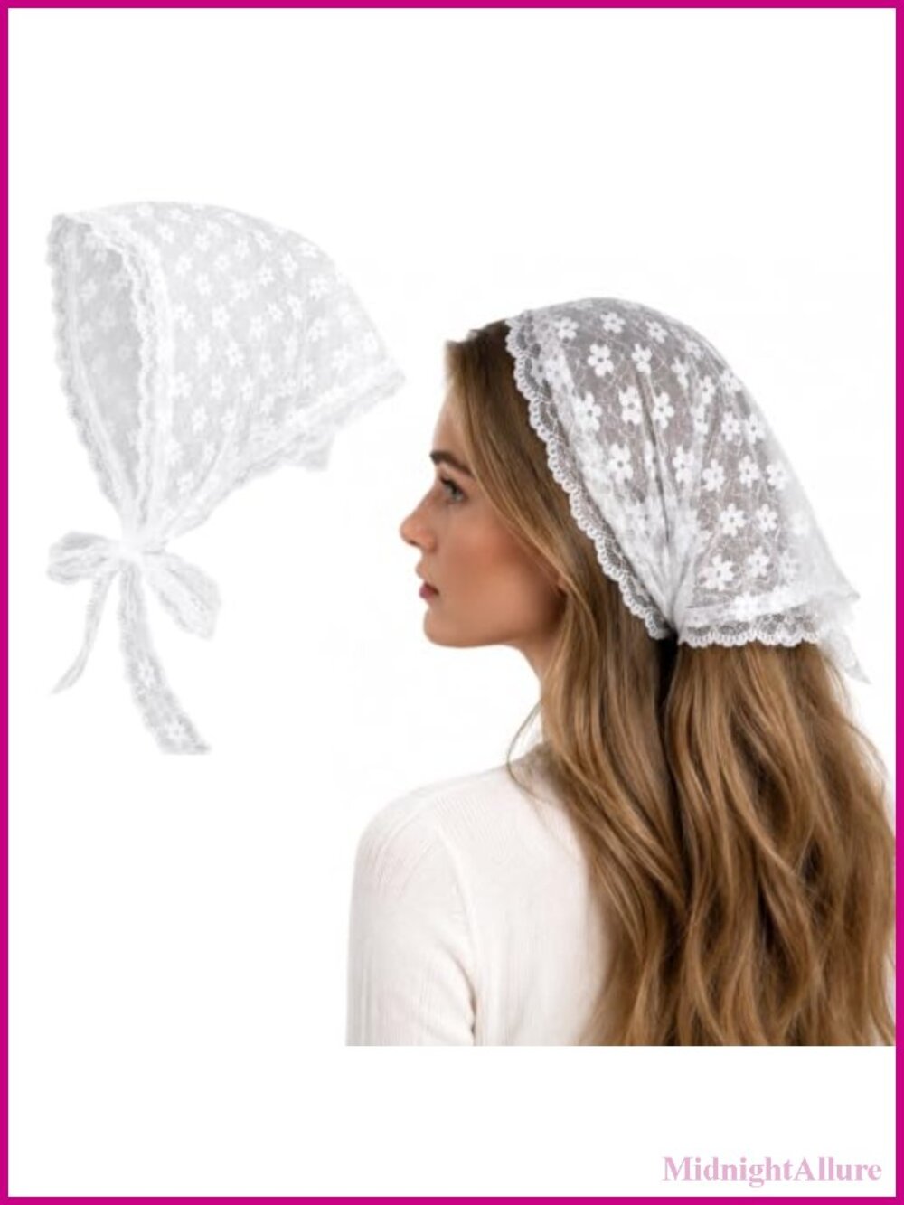 Lace Hair Scarf Floral Head Covering Bridal Wedding Headband